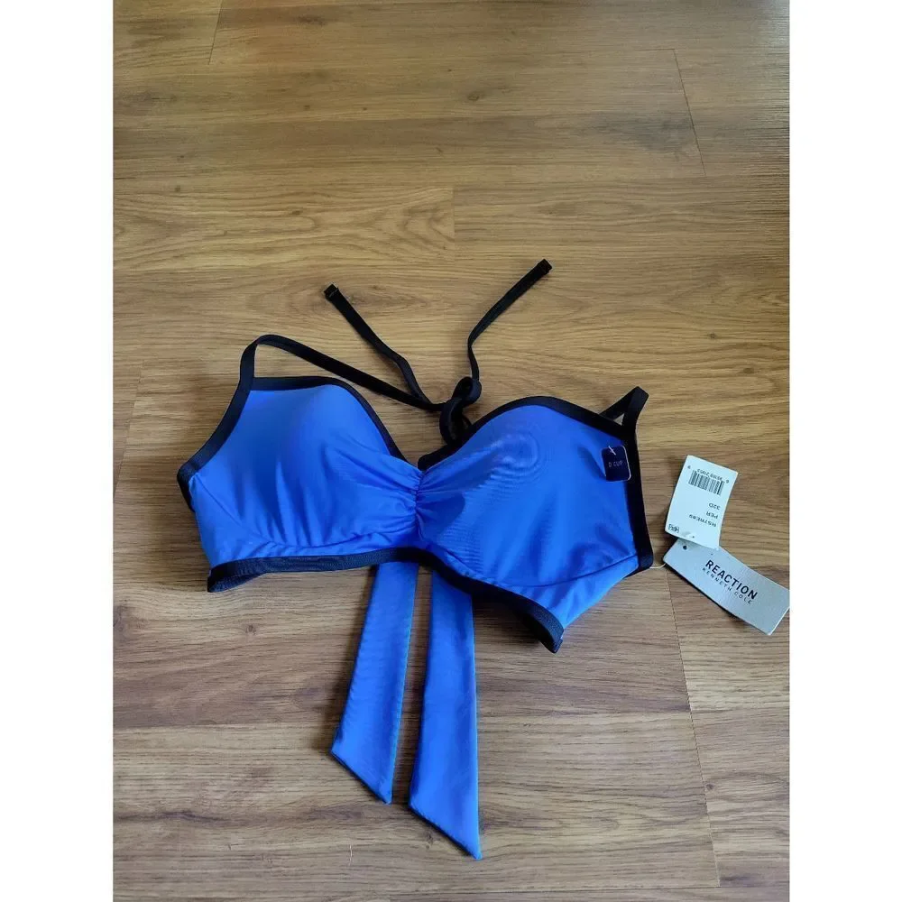 Women's Kenneth Cole Reaction NWT Bikini Top Black and Blue‎ Size 32D / 34C
